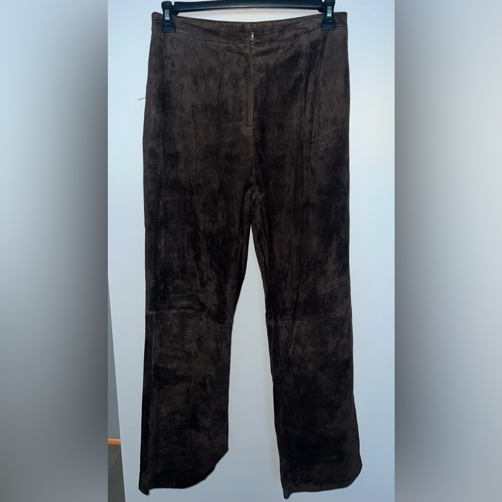 Dark Brown Suede Leather Pant by Alfani.